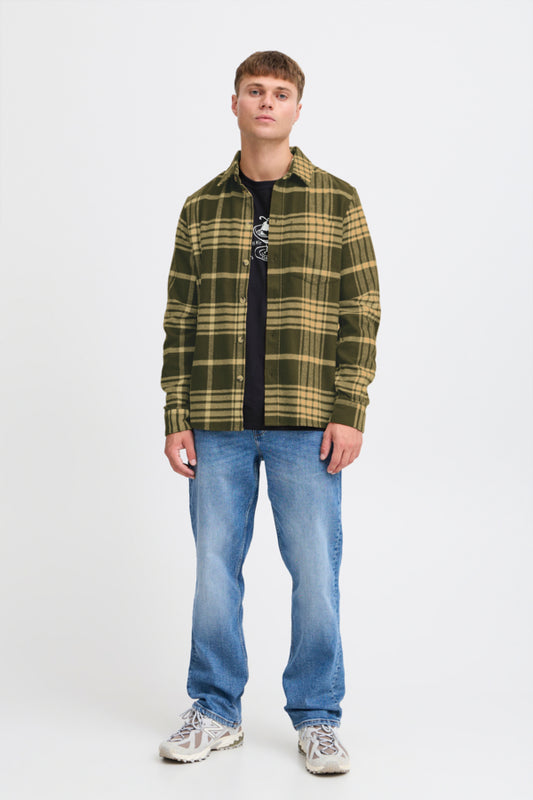 SoliD Nab Plaid Overshirt Green/Cream